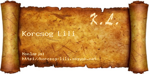 Korcsog Lili névjegykártya