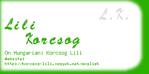 lili korcsog business card